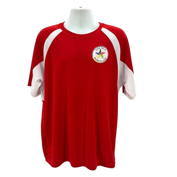 Badger Sport Mens XL Jersey 2011 USA World Cup Staff Soccer Red White - Picture 1 of 8